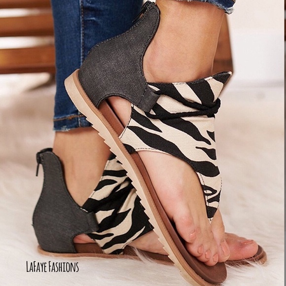 Black & White Zebra Rope-Accent Sandals - Picture 2 of 4